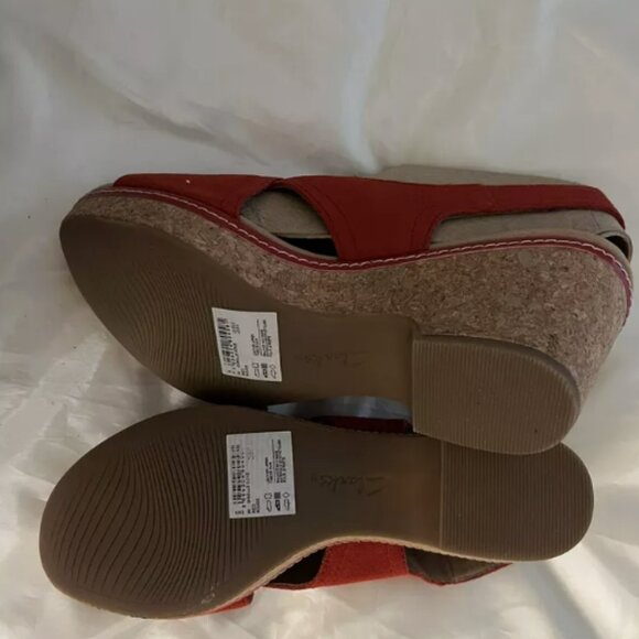 Clarks Collection Women's Shoe Sz 9 W(US Women's) Leather Wedge Red Giselle Cove - Picture 3 of 5